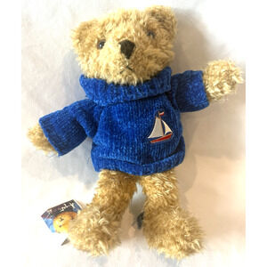 NWT Asger Bar Teddy Bear Sailboat Sweater Nautical Germany Plush Fuzzy Novelty